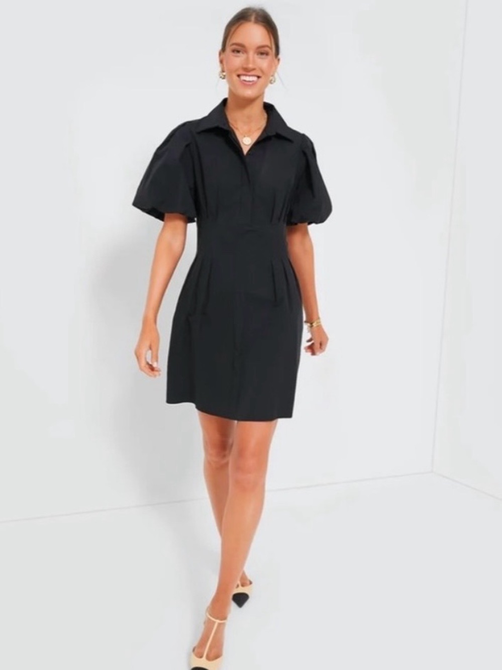 Tuckernuck Black Puff-Sleeve Shirt Mini Delaney Dress Size XXL